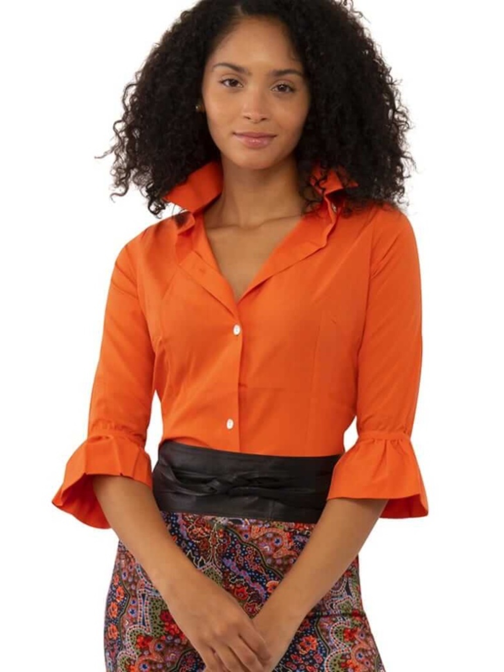GRETCHEN SCOTT Designs Priss Blouse in orange - LIKE NEW! Size Medium - Picture 6 of 10